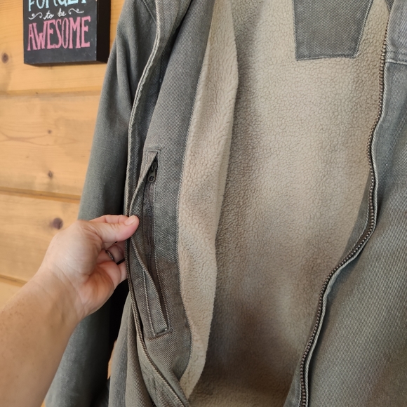 Woolrich 💙 Dorrington Twill Sherpa Lined Barn Trucker Jacket Dark Shale Coat XL - Picture 9 of 12